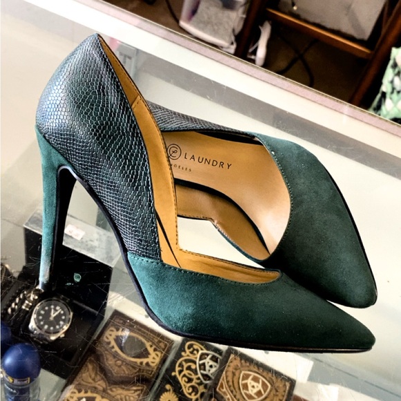 Chinese Laundry Dark Green Textured Heels - Picture 1 of 1